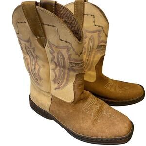 Reido Gado Beige Brown Leather Square Toe Cowboy Boots Western Sz 40/7US Unisex